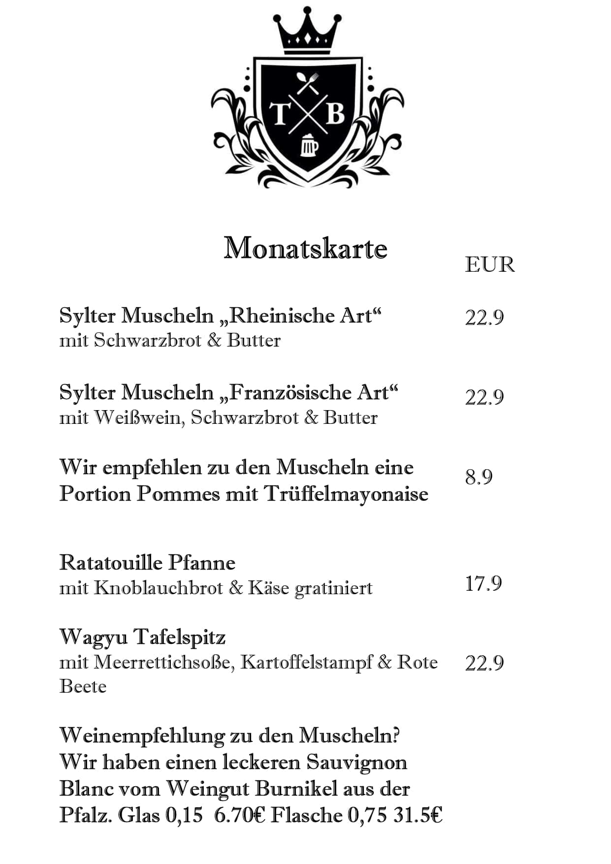 Tim's Brauereiausschank am Zoo - Oktoberfest Karte